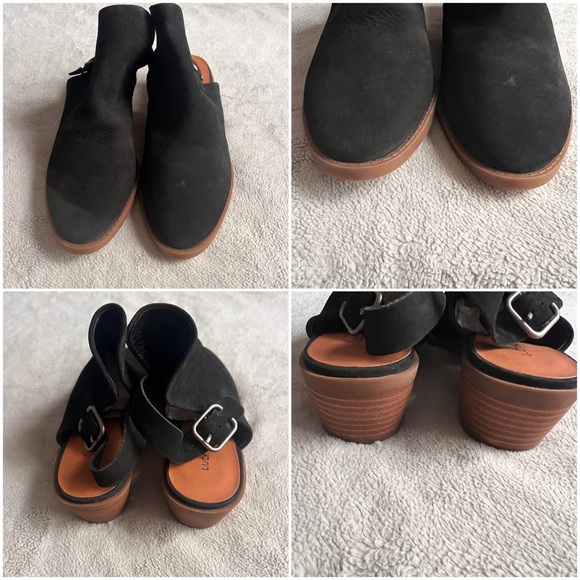 Lucky Brand Farryn Low Heel Slingback Almond Toe Suede Leather Bootie Black - Picture 4 of 11